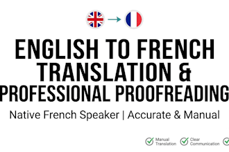 translate english to french and proofread french texts