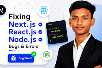fix react js next js and node js bugs and errors