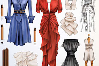 design clothing tech pack and flat sketch for manufacturer