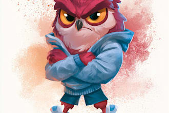 draw an eyecatchy mascot, animal cartoon character