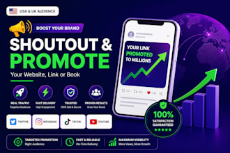 shoutout and promote your link, website or book to USA twitter ig, tiktok