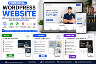design modern wordpress website plumbing cleaning electrical business