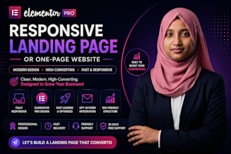 design responsive landing page or one page website using elementor pro