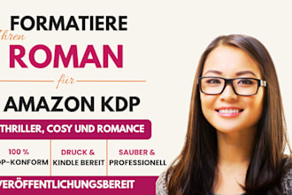 formatiere ihren thriller, cosy oder romance  roman für amazon KDP