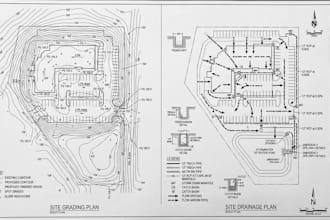 civil engineering drainage plan, site grading plan, stormwater earthwork report