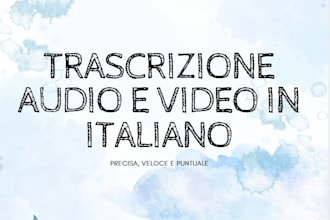 la trascrizione di audio e video in italiano dei tuoi file