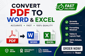 covert pdf to excel and pdf to word with 100 percent accuracy