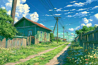 draw anime background, landscape illustrations