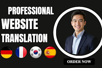 translate and localize your website into english, german,spanish and korean