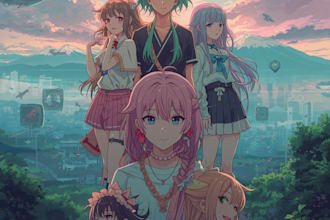 design amazing lofi and vaporwave anime artworks for you