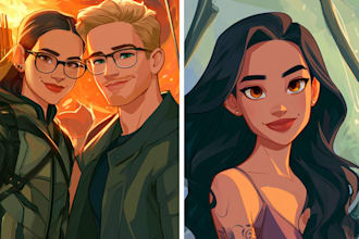 draw  couple portrait illustration