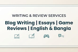 write blog essay or game review content in bengali and english