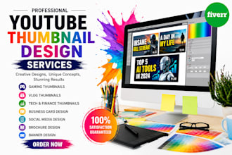 design modern eye catching youtube thumbnail