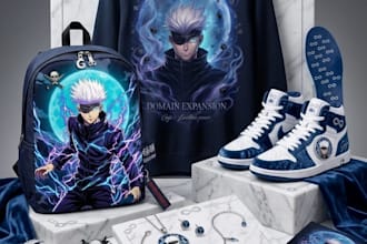 design epic anime merch include sweatshirt backpack and jewelry