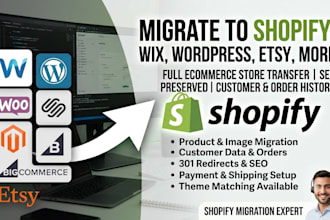 migrate wix to shopify wordpress to shopify woocommerce etsy to shopify store