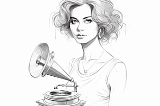 draw simple and complex product line art illustration
