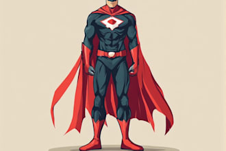 create superhero comic characters and design illustration