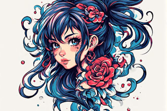 design custom anime tattoo illustration and concept art