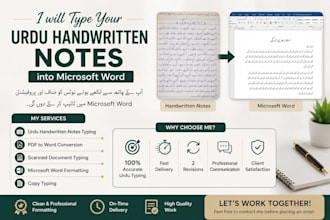 type hand written notes into microsoft word with adjustable price