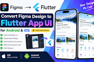 convert figma design to flutter app UI for android and ios