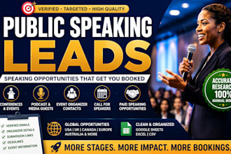 verified public speaking leads, paid speaking gigs and conference opportunity