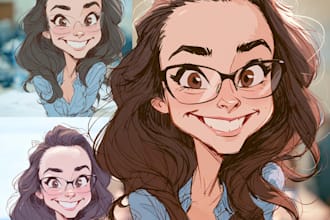 draw sports cartoon with big head or caricature style
