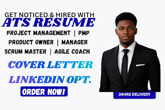 write an ats project manager resume, CV, and cover letter
