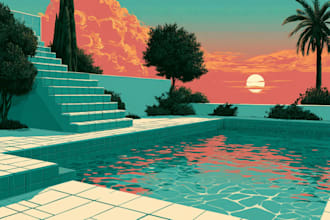 draw modern and luxury pool design