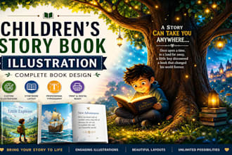 illustrate children story book illustration, kids story book illustration design