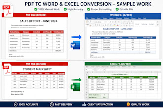 convert PDF to word or excel manually