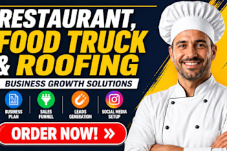 restaurant food truck roofing business plan sales funnel leads socialmedia setup