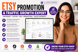 etsy promotion tiktok marketing shop traffic pinterest management sales growth