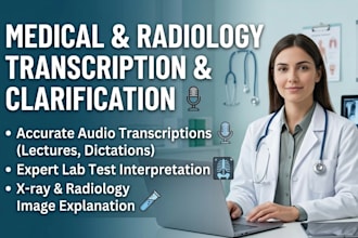 transcribe medical audio, clarify lab tests and radio pic
