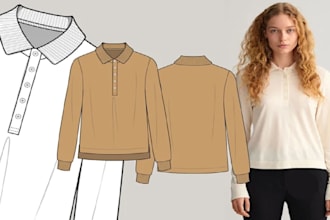 design clothing tech pack and flat sketch for manufacturer