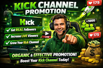 organic kick channel promotion, kick promotion, to get real follower and viewers
