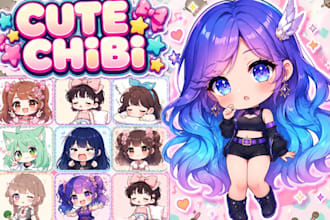draw cute chibi pngtuber model, anime pfp, or oc for youtube and streaming