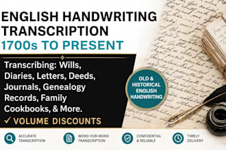 transcribe old english handwriting and translate it