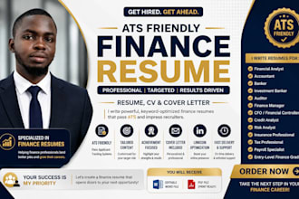 write an ats friendly finance resume, CV, and cover letter