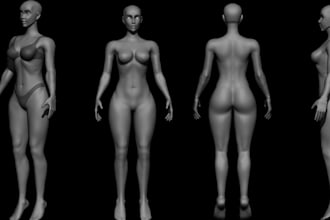stylized 3d female bash mesh,anatomy sculpt,nsfw character model for 3d printing