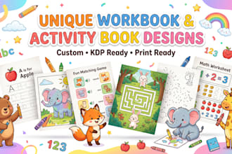 design custom workbook sheets and activity book pages for KDP
