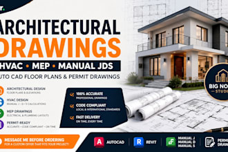 do architectural drawings, hvac, mep, manual j d s, autocad floor plans