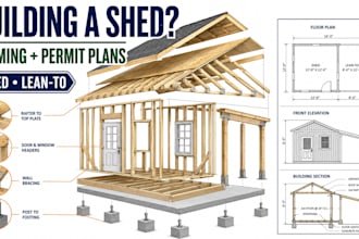 design shed and lean to framing plans for permit