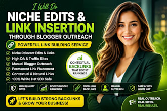 do niche edit services, link insertion services for SEO backlinks curated links