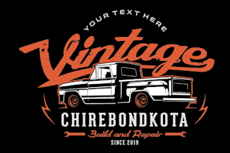 draw vintage car logo, classic, retro or any vehicle
