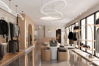 redesign luxury retail store interior, 3d fashion boutique render,clothing store