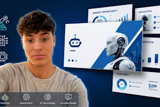 robotics presentation, automation pitch deck, ai robot PPT, investor deck design
