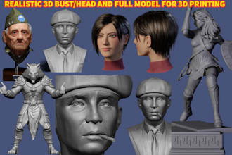 sculpt realistic 3d head model 3d bust likeness face statues stl for 3d printing