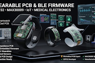 do pcb wearable design max3009 esp32, firmware ble, mcu, sensors, iot