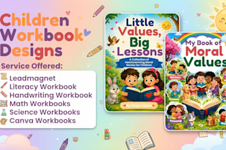 design children workbook, worksheet, interactive educational workbook, KDP book