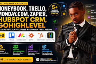 automation honeybook trello monday com zapier integration hubspot crm gohighleve
